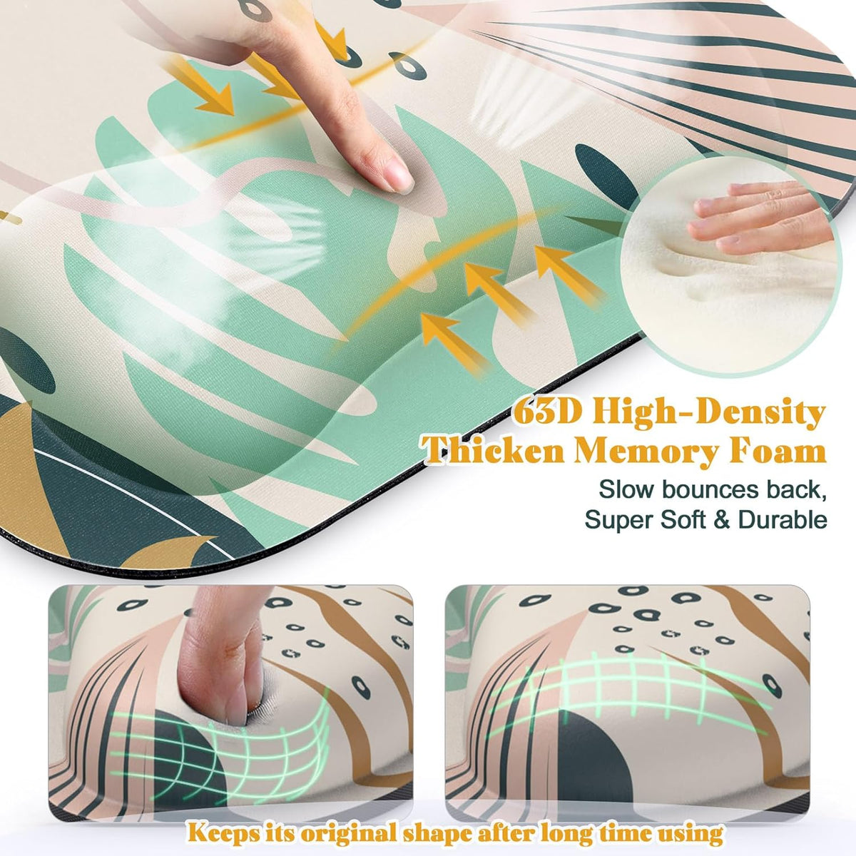 Large Smooth Superfine Fibre Memory Foam Ergonomic Mouse Pad Wrist Rest Support Mousepad with Nonslip Base for Laptop, Computer, Gaming&Office