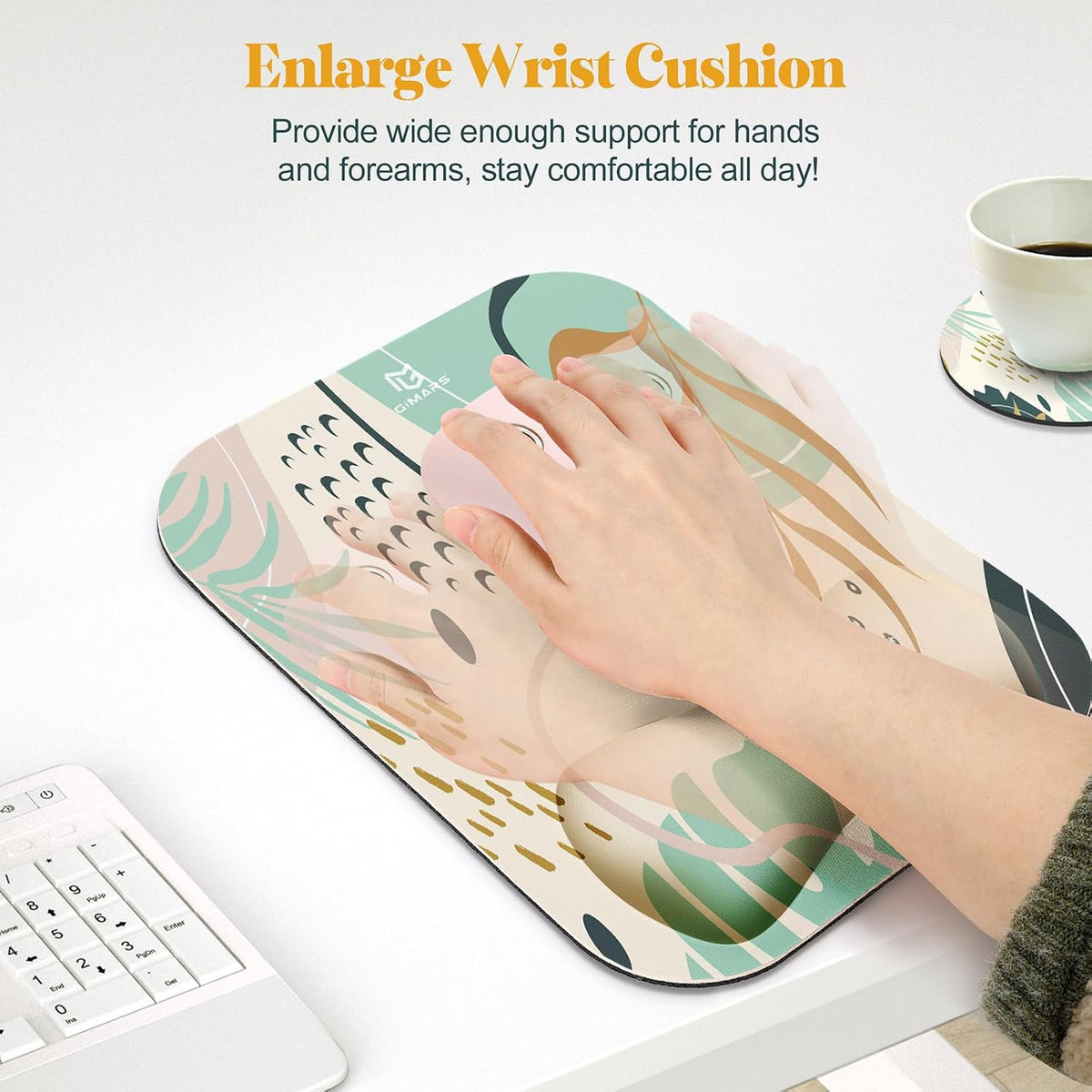 Large Smooth Superfine Fibre Memory Foam Ergonomic Mouse Pad Wrist Rest Support Mousepad with Nonslip Base for Laptop, Computer, Gaming&Office