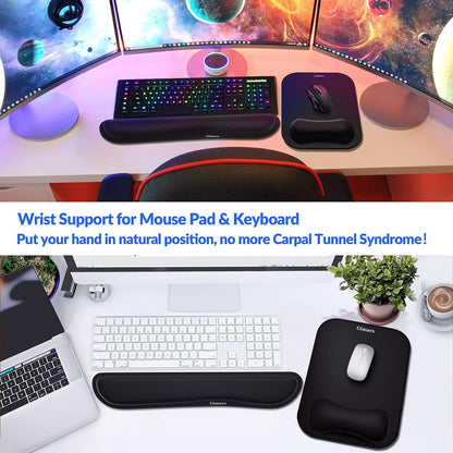 Large Smooth Superfine Fibre Memory Foam Ergonomic Mouse Pad Wrist Rest Support Mousepad with Nonslip Base for Laptop, Computer, Gaming&Office
