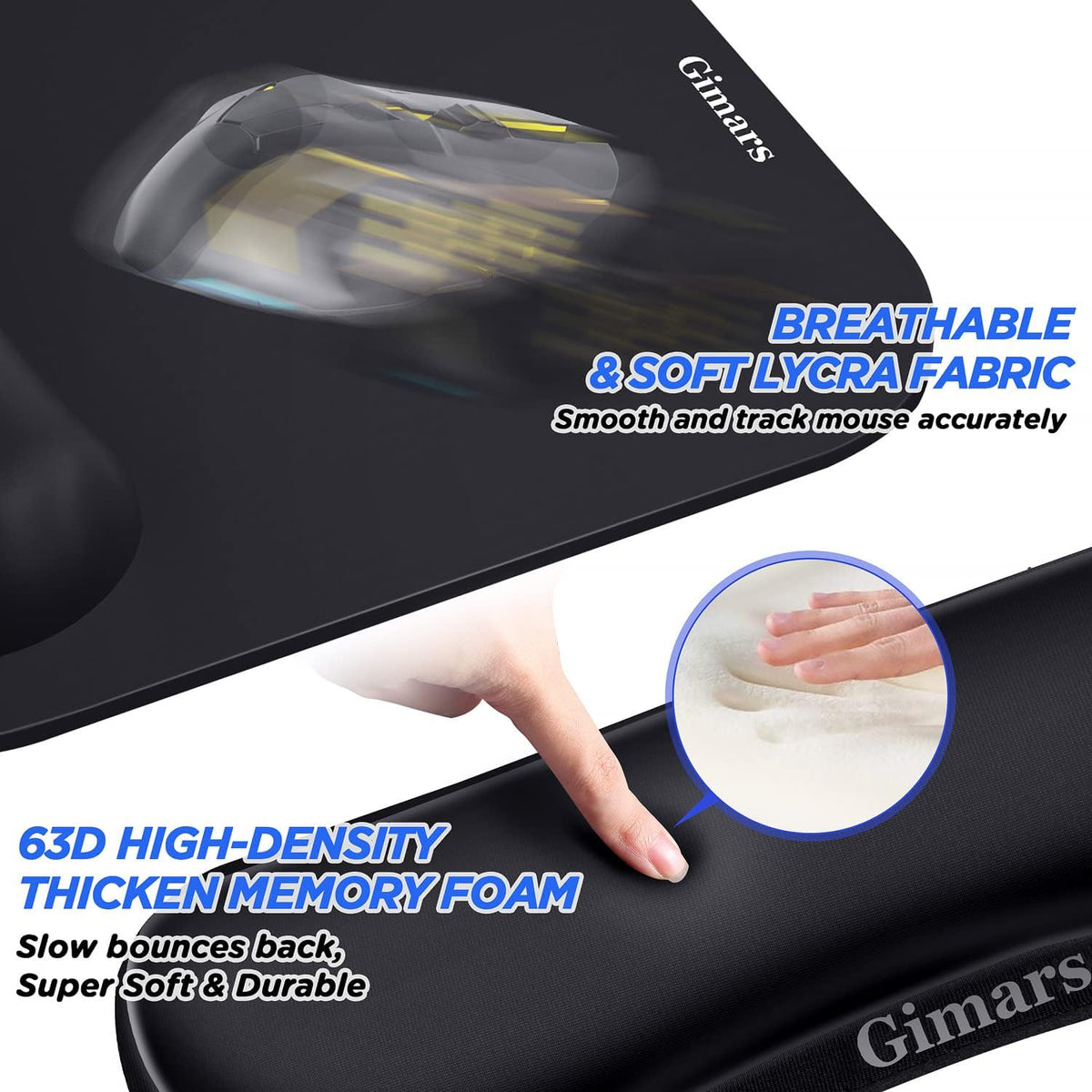 Large Smooth Superfine Fibre Memory Foam Ergonomic Mouse Pad Wrist Rest Support Mousepad with Nonslip Base for Laptop, Computer, Gaming&Office