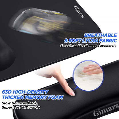Large Smooth Superfine Fibre Memory Foam Ergonomic Mouse Pad Wrist Rest Support Mousepad with Nonslip Base for Laptop, Computer, Gaming&Office