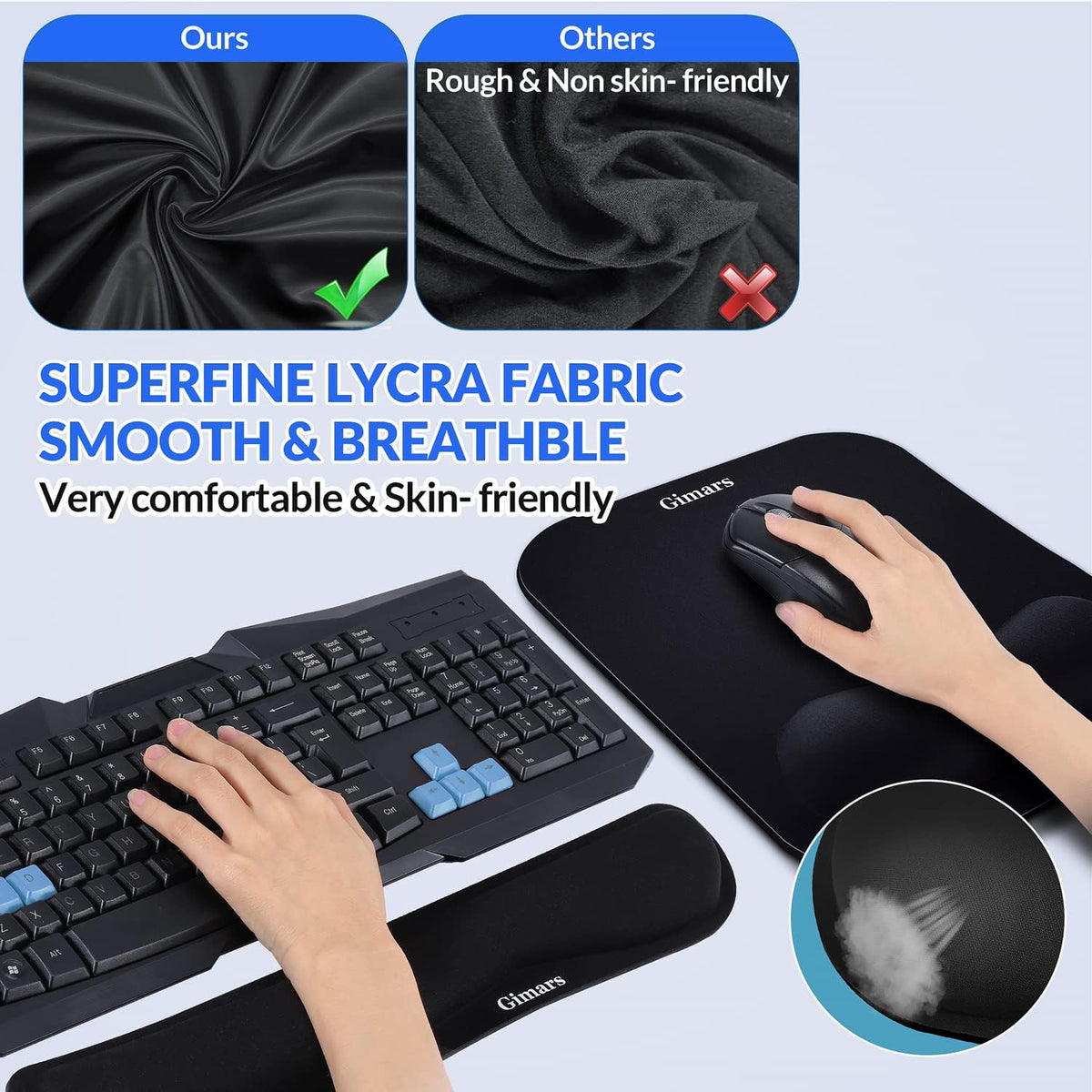 Large Smooth Superfine Fibre Memory Foam Ergonomic Mouse Pad Wrist Rest Support Mousepad with Nonslip Base for Laptop, Computer, Gaming&Office