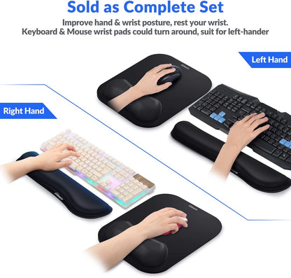 Large Smooth Superfine Fibre Memory Foam Ergonomic Mouse Pad Wrist Rest Support Mousepad with Nonslip Base for Laptop, Computer, Gaming&Office