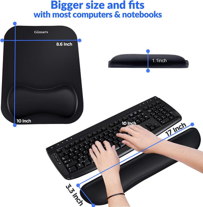 Large Smooth Superfine Fibre Memory Foam Ergonomic Mouse Pad Wrist Rest Support Mousepad with Nonslip Base for Laptop, Computer, Gaming&Office