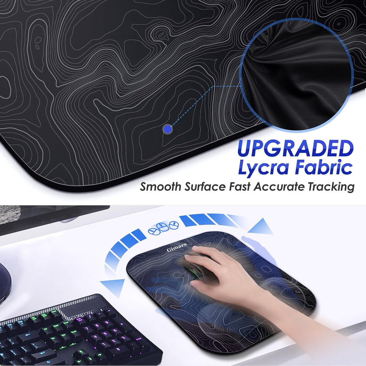 Large Smooth Superfine Fibre Memory Foam Ergonomic Mouse Pad Wrist Rest Support Mousepad with Nonslip Base for Laptop, Computer, Gaming&Office