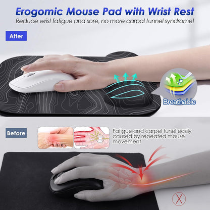 Large Smooth Superfine Fibre Memory Foam Ergonomic Mouse Pad Wrist Rest Support Mousepad with Nonslip Base for Laptop, Computer, Gaming&Office