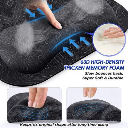 Large Smooth Superfine Fibre Memory Foam Ergonomic Mouse Pad Wrist Rest Support Mousepad with Nonslip Base for Laptop, Computer, Gaming&Office