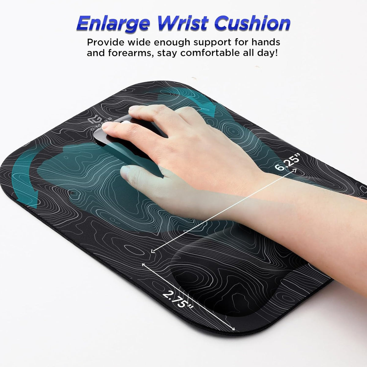 Large Smooth Superfine Fibre Memory Foam Ergonomic Mouse Pad Wrist Rest Support Mousepad with Nonslip Base for Laptop, Computer, Gaming&Office