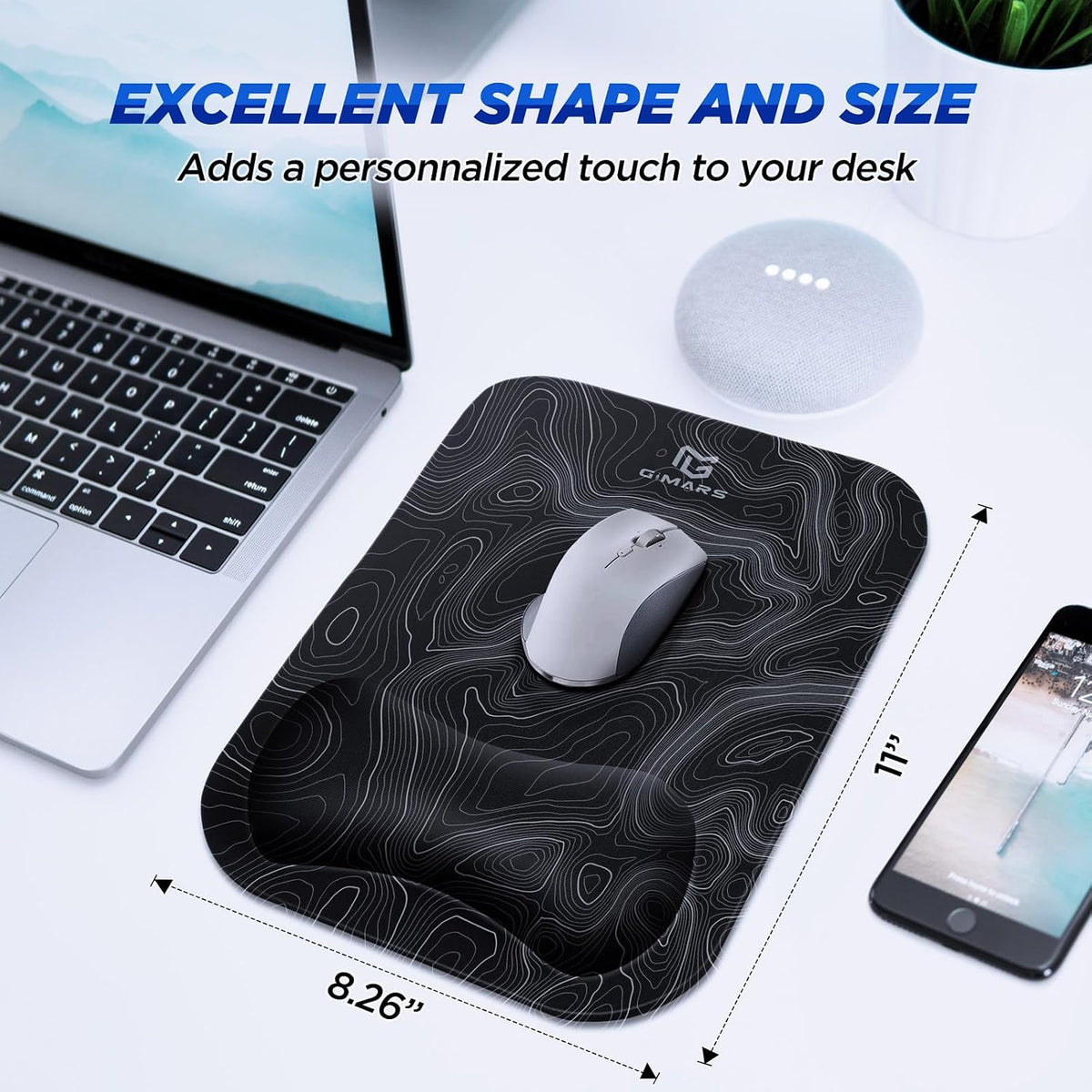 Large Smooth Superfine Fibre Memory Foam Ergonomic Mouse Pad Wrist Rest Support Mousepad with Nonslip Base for Laptop, Computer, Gaming&Office