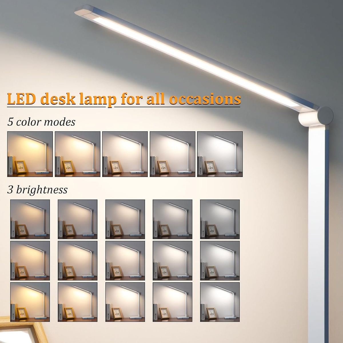 LED Desk Lamp with USB Ports,Touch Desk Lamps for Home Office with 5 Modes