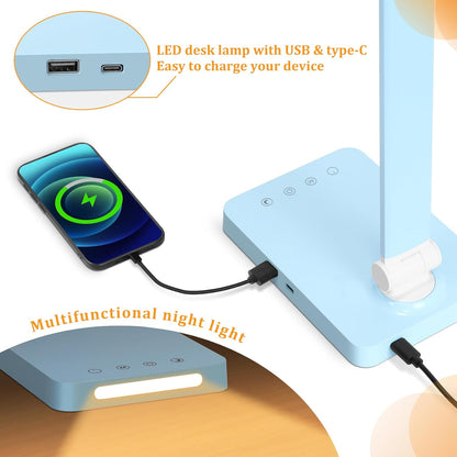 LED Desk Lamp with USB Ports,Touch Desk Lamps for Home Office with 5 Modes