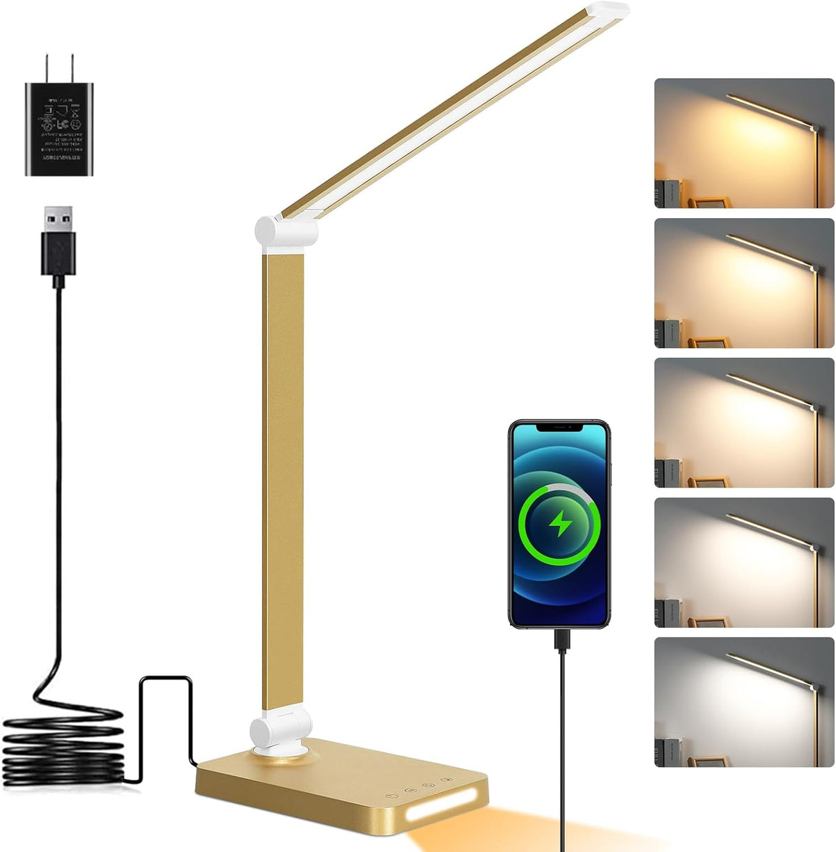 LED Desk Lamp with USB Ports,Touch Desk Lamps for Home Office with 5 Modes