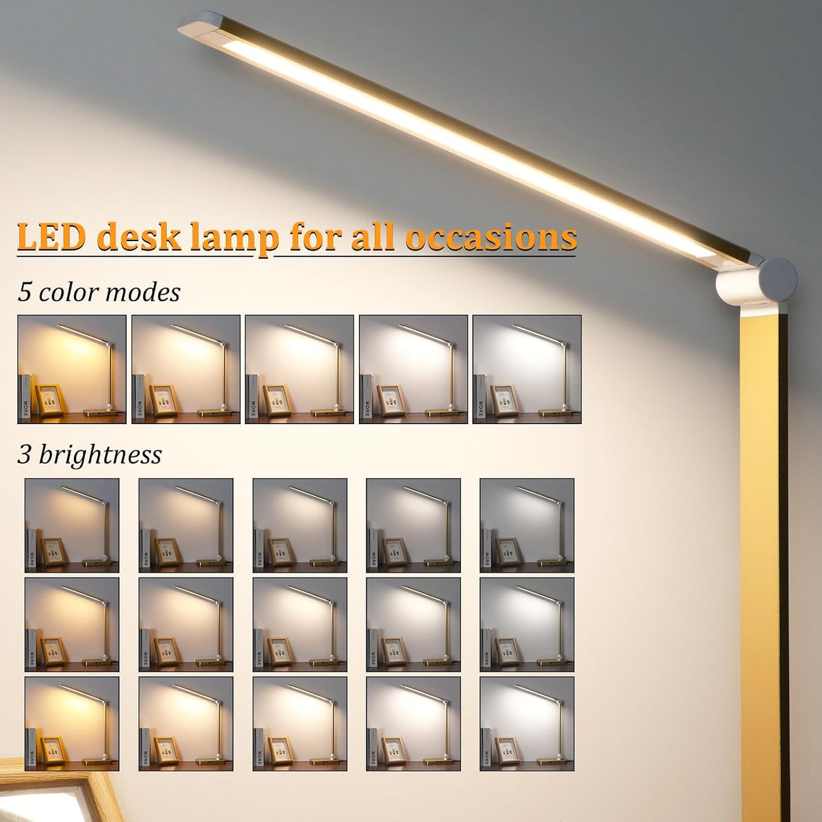 LED Desk Lamp with USB Ports,Touch Desk Lamps for Home Office with 5 Modes