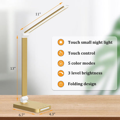 LED Desk Lamp with USB Ports,Touch Desk Lamps for Home Office with 5 Modes