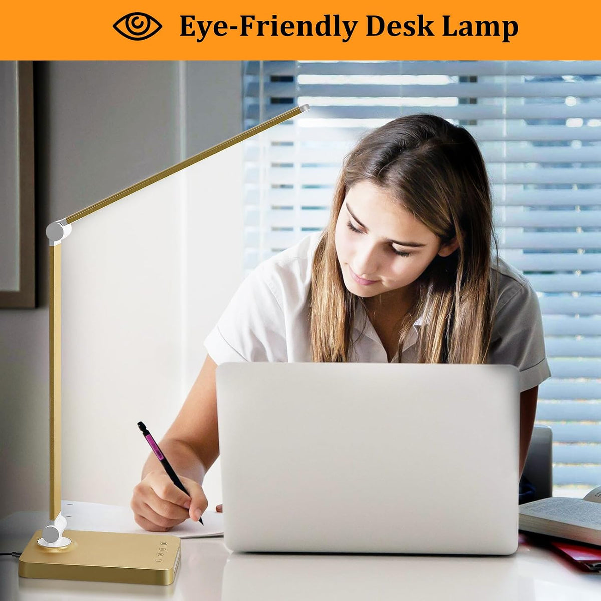 LED Desk Lamp with USB Ports,Touch Desk Lamps for Home Office with 5 Modes