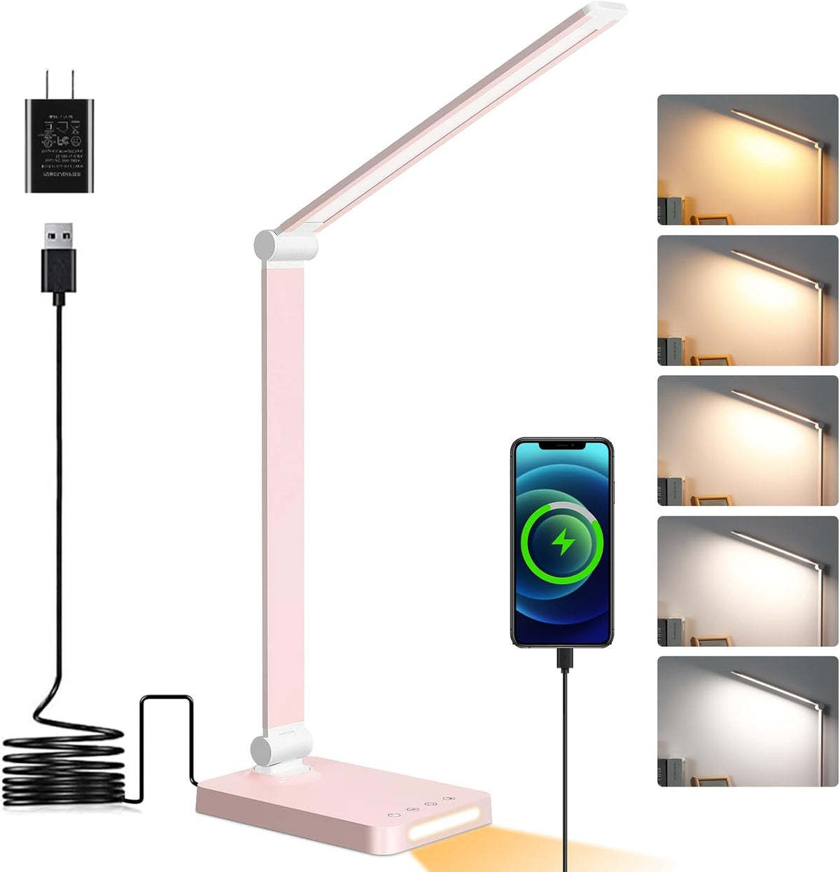 LED Desk Lamp with USB Ports,Touch Desk Lamps for Home Office with 5 Modes