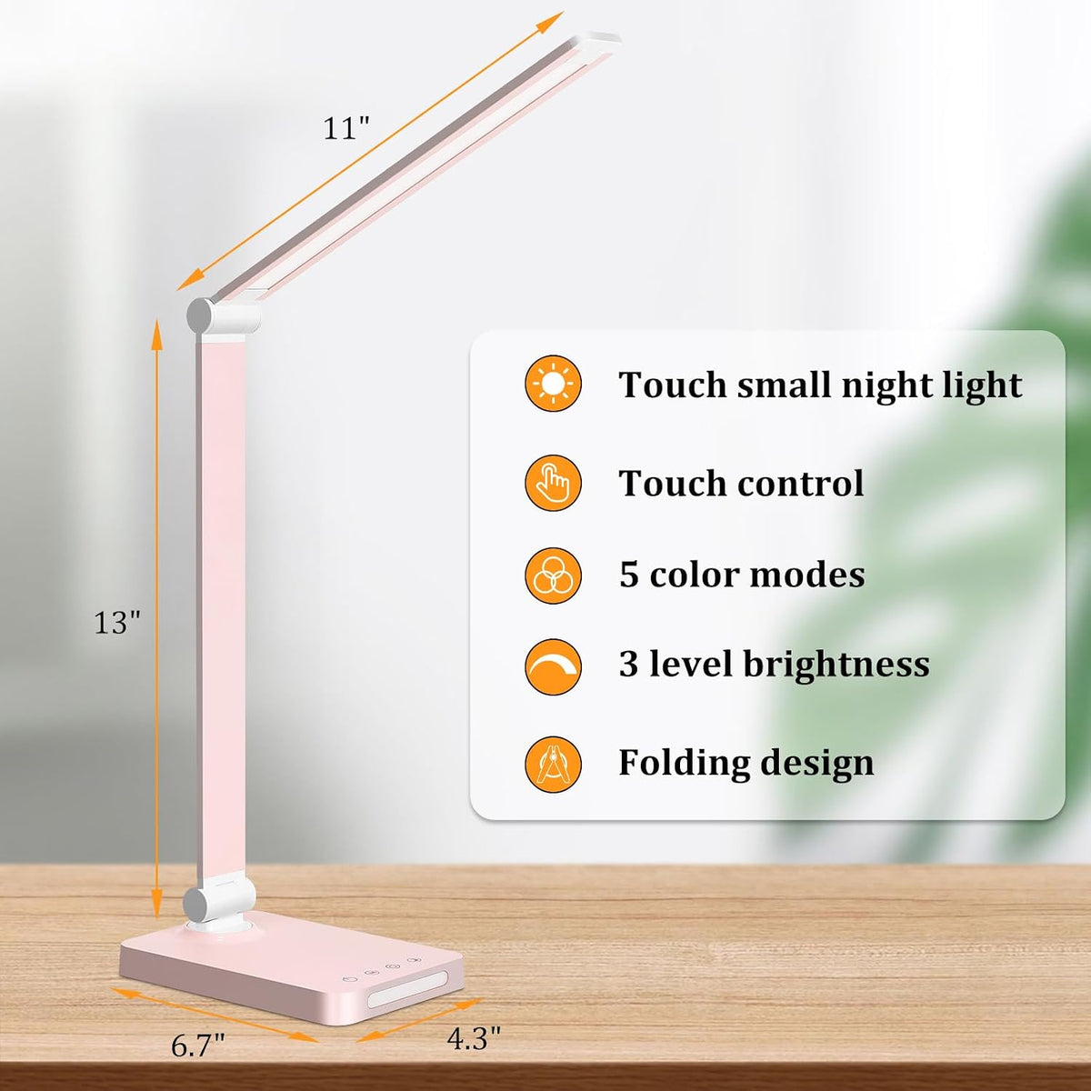 LED Desk Lamp with USB Ports,Touch Desk Lamps for Home Office with 5 Modes