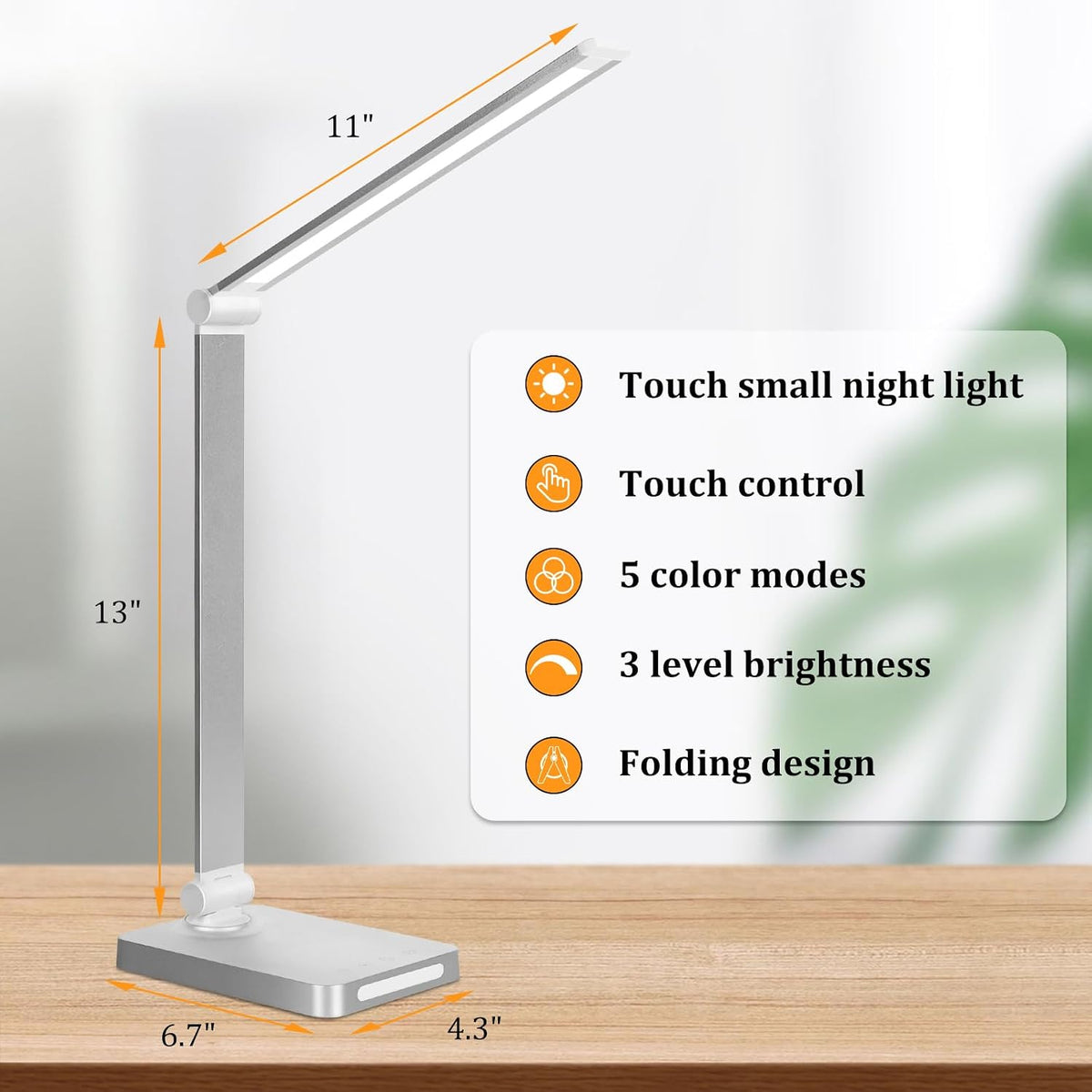 LED Desk Lamp with USB Ports,Touch Desk Lamps for Home Office with 5 Modes
