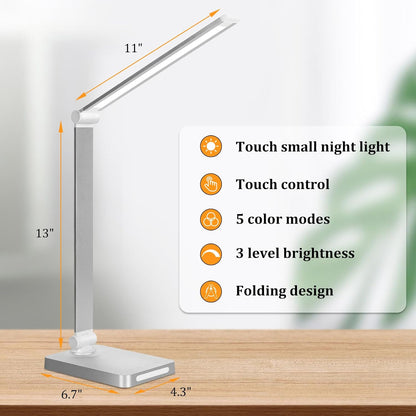 LED Desk Lamp with USB Ports,Touch Desk Lamps for Home Office with 5 Modes