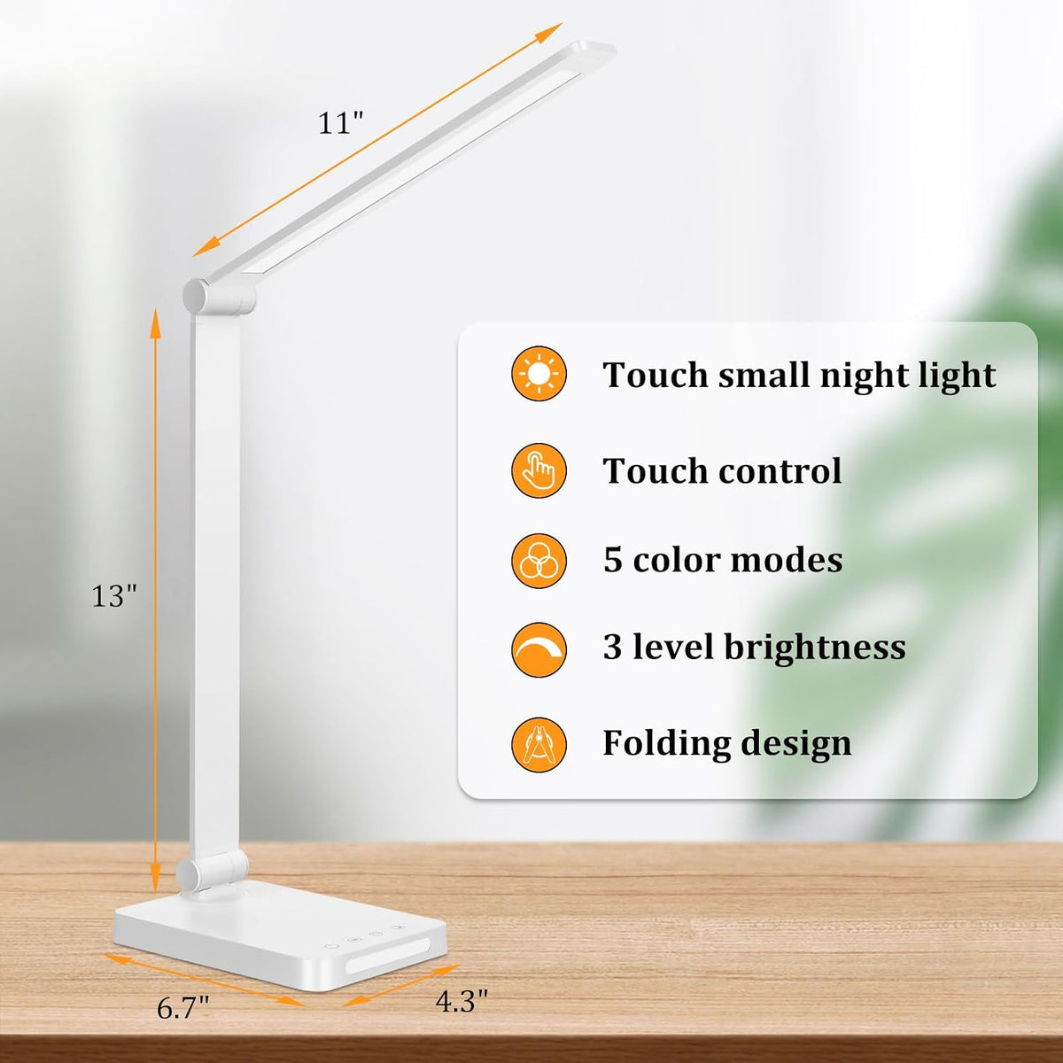 LED Desk Lamp with USB Ports,Touch Desk Lamps for Home Office with 5 Modes