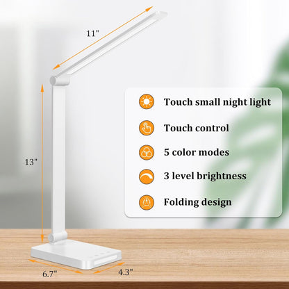 LED Desk Lamp with USB Ports,Touch Desk Lamps for Home Office with 5 Modes