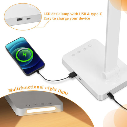 LED Desk Lamp with USB Ports,Touch Desk Lamps for Home Office with 5 Modes