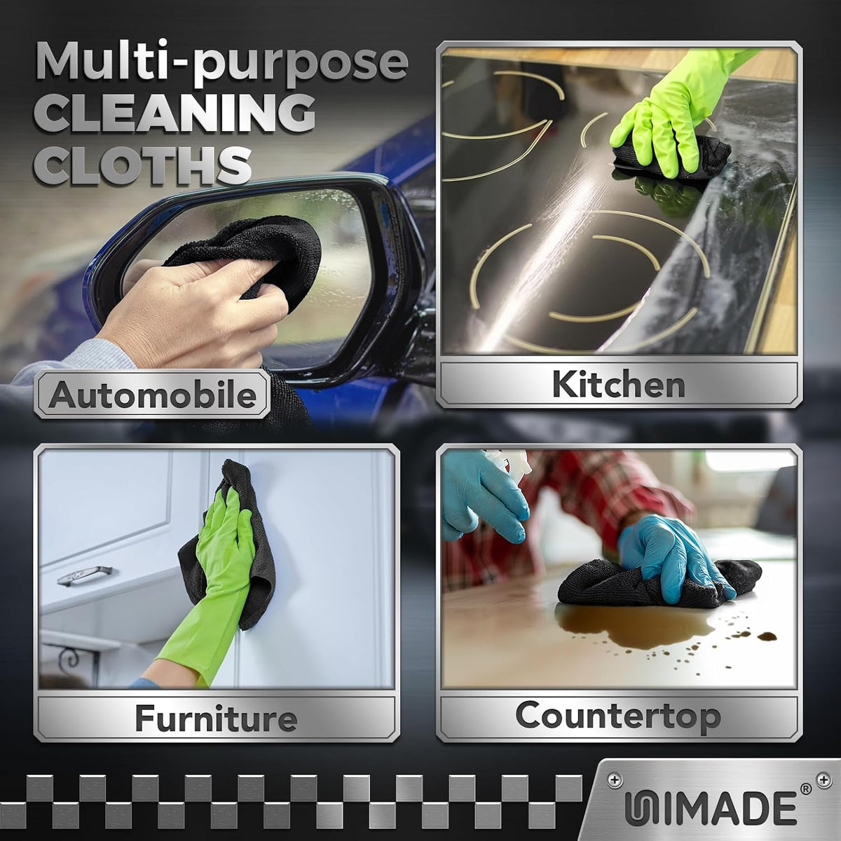 Microfiber Cleaning Cloth, 100PK Commercial Grade Work Rags