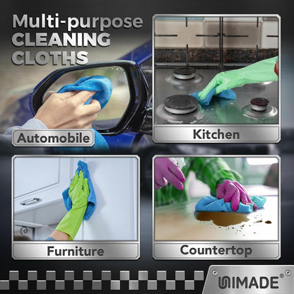 Microfiber Cleaning Cloth, 100PK Commercial Grade Work Rags