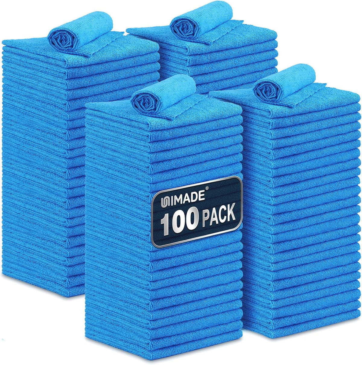 Microfiber Cleaning Cloth, 100PK Commercial Grade Work Rags