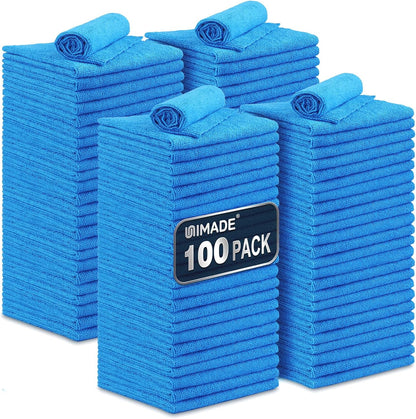 Microfiber Cleaning Cloth, 100PK Commercial Grade Work Rags