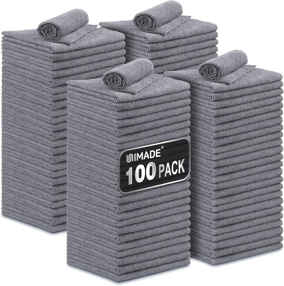 Microfiber Cleaning Cloth, 100PK Commercial Grade Work Rags