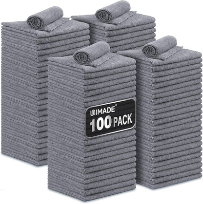 Microfiber Cleaning Cloth, 100PK Commercial Grade Work Rags