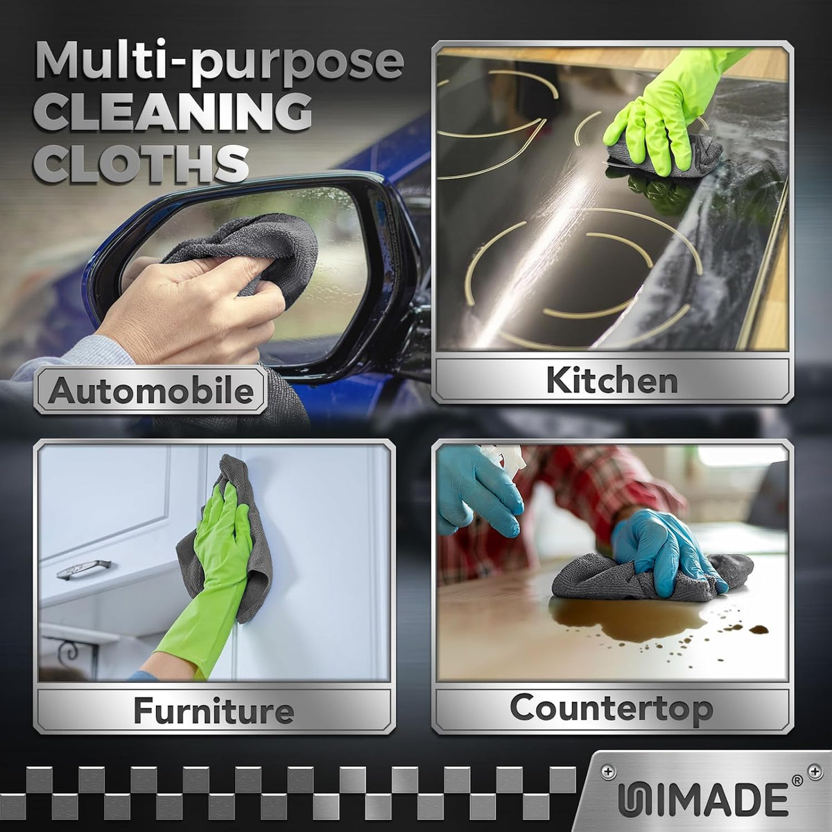 Microfiber Cleaning Cloth, 100PK Commercial Grade Work Rags