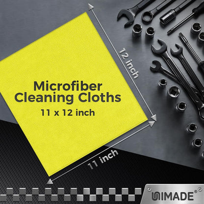 Microfiber Cleaning Cloth, 100PK Commercial Grade Work Rags