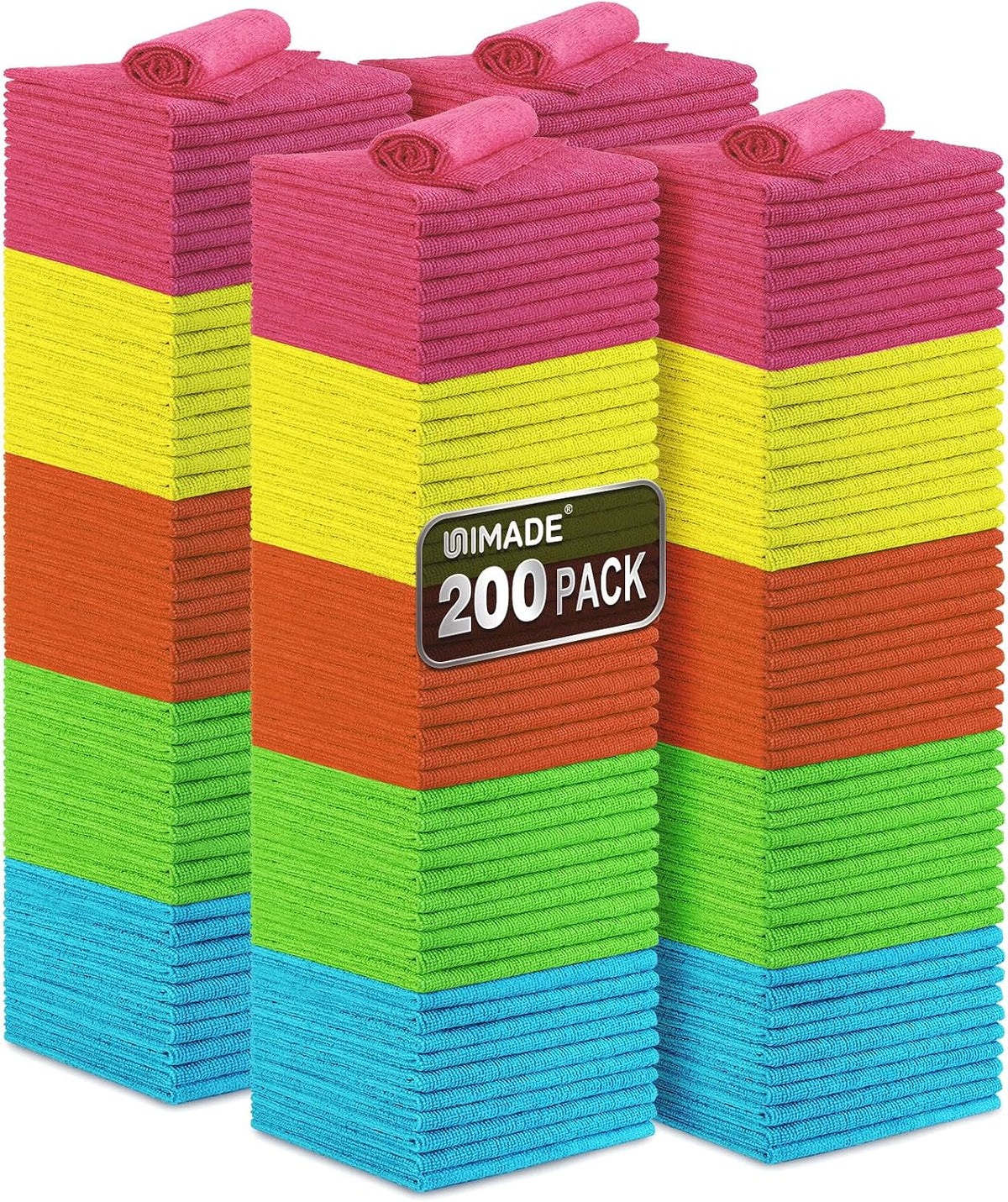 Microfiber Cleaning Cloth, 100PK Commercial Grade Work Rags