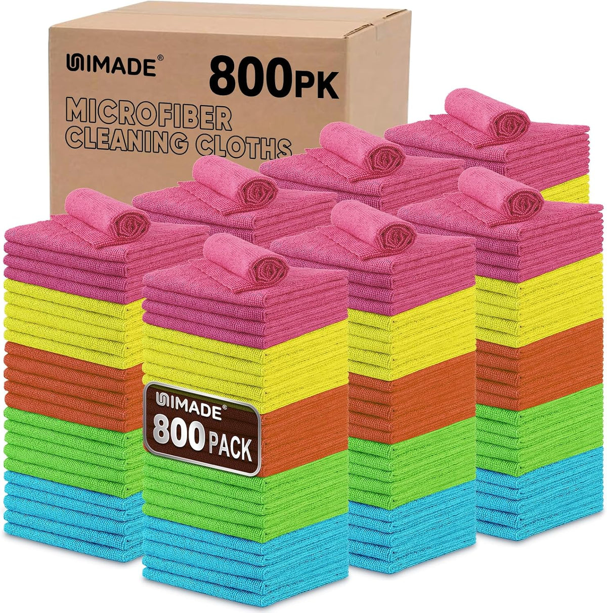 Microfiber Cleaning Cloth, 100PK Commercial Grade Work Rags
