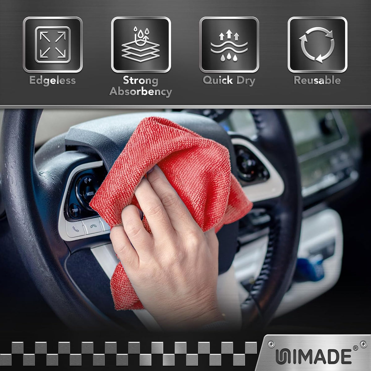 Microfiber Cleaning Cloth, 100PK Commercial Grade Work Rags