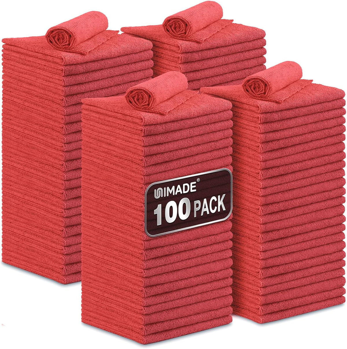 Microfiber Cleaning Cloth, 100PK Commercial Grade Work Rags