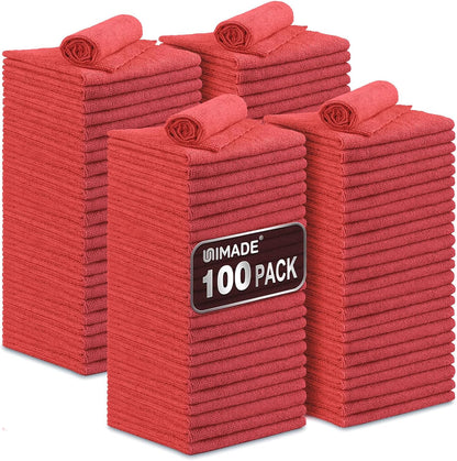 Microfiber Cleaning Cloth, 100PK Commercial Grade Work Rags