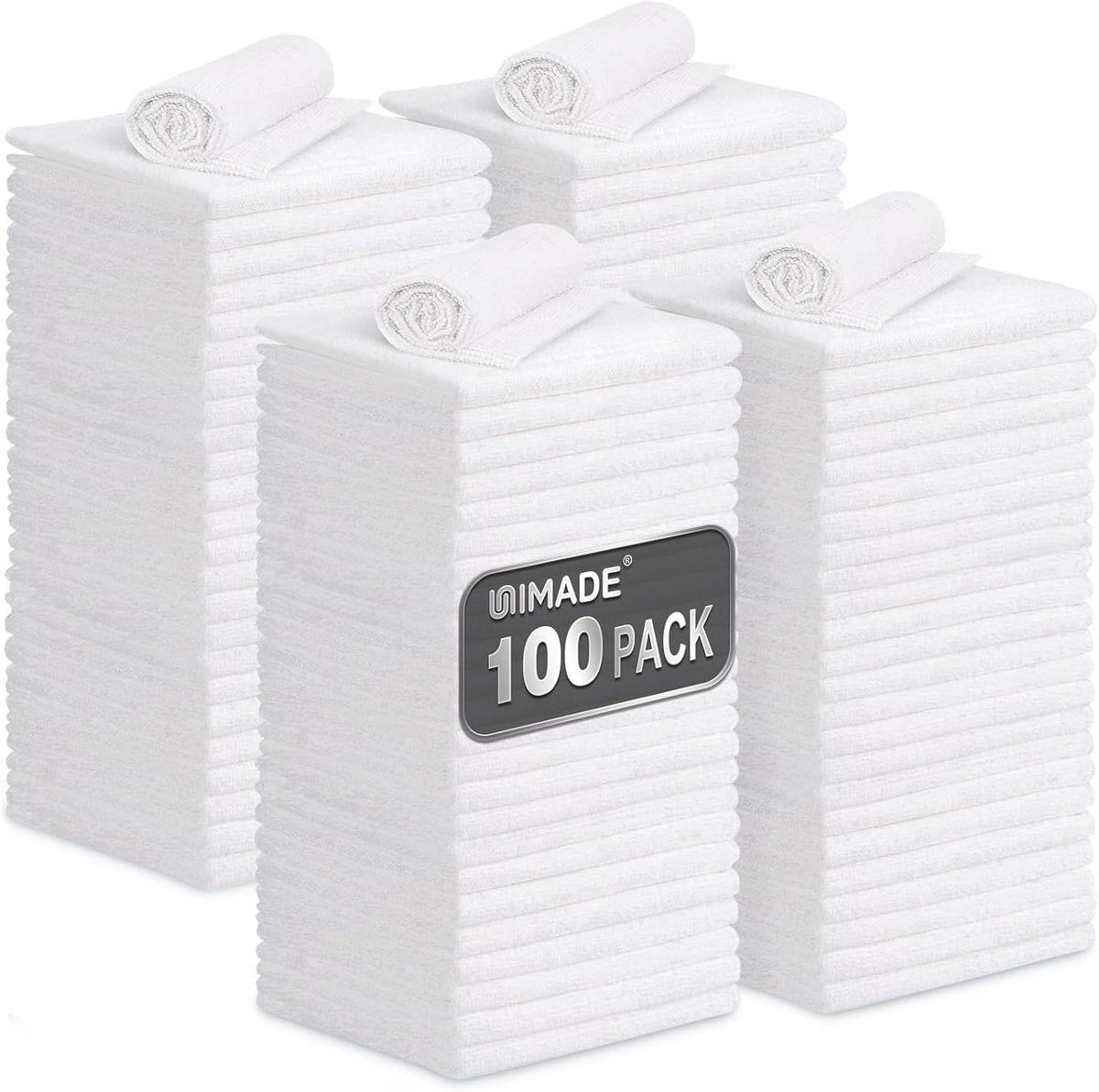 Microfiber Cleaning Cloth, 100PK Commercial Grade Work Rags