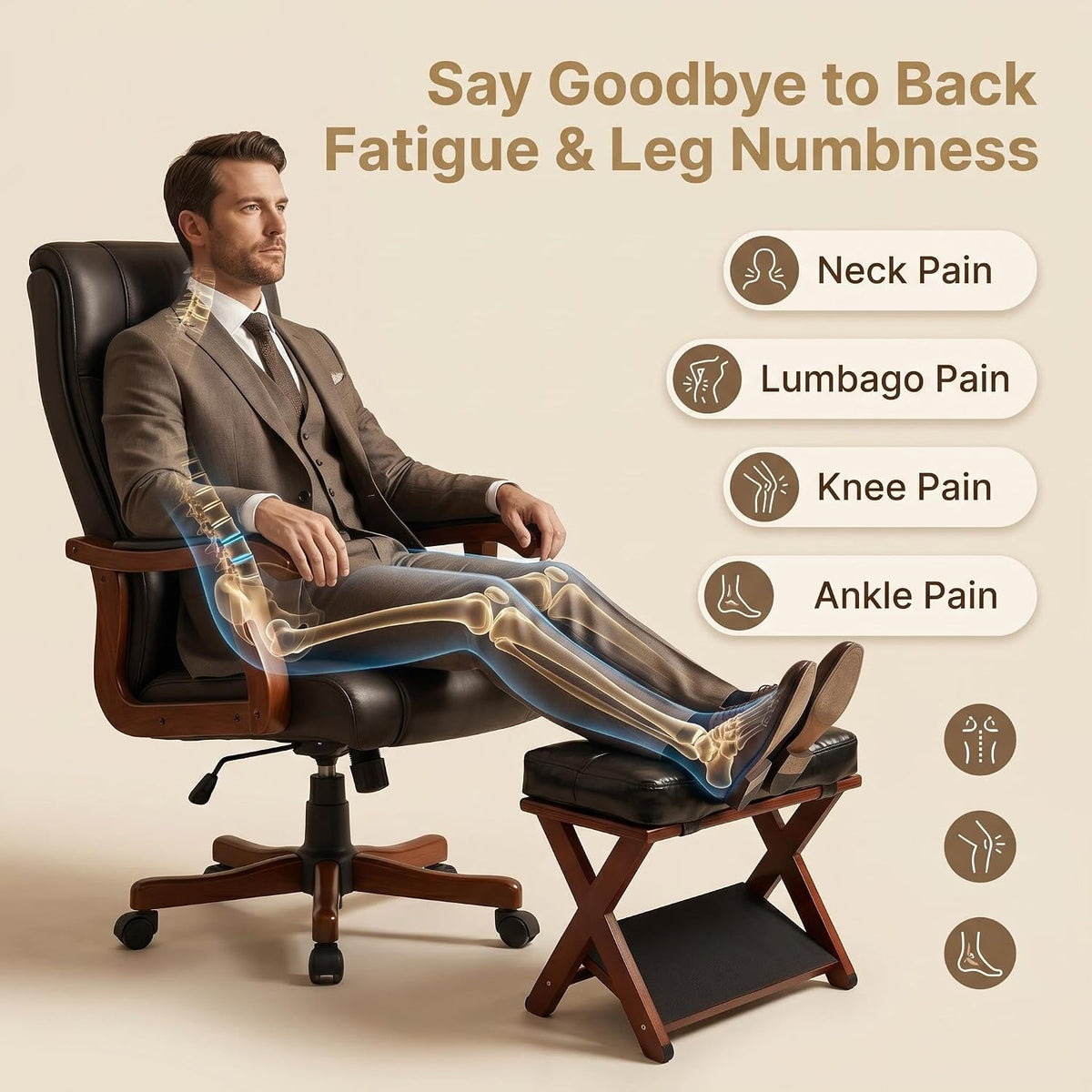 Foot Rest Under Desk at Work - Upgraded Taller Double Step Ergonomic Footrest Under Desk with 3 Height Options & Non-Slip Surface. Office Foot Stool for Home Office & Gaming, Leg Rest Posture Relief