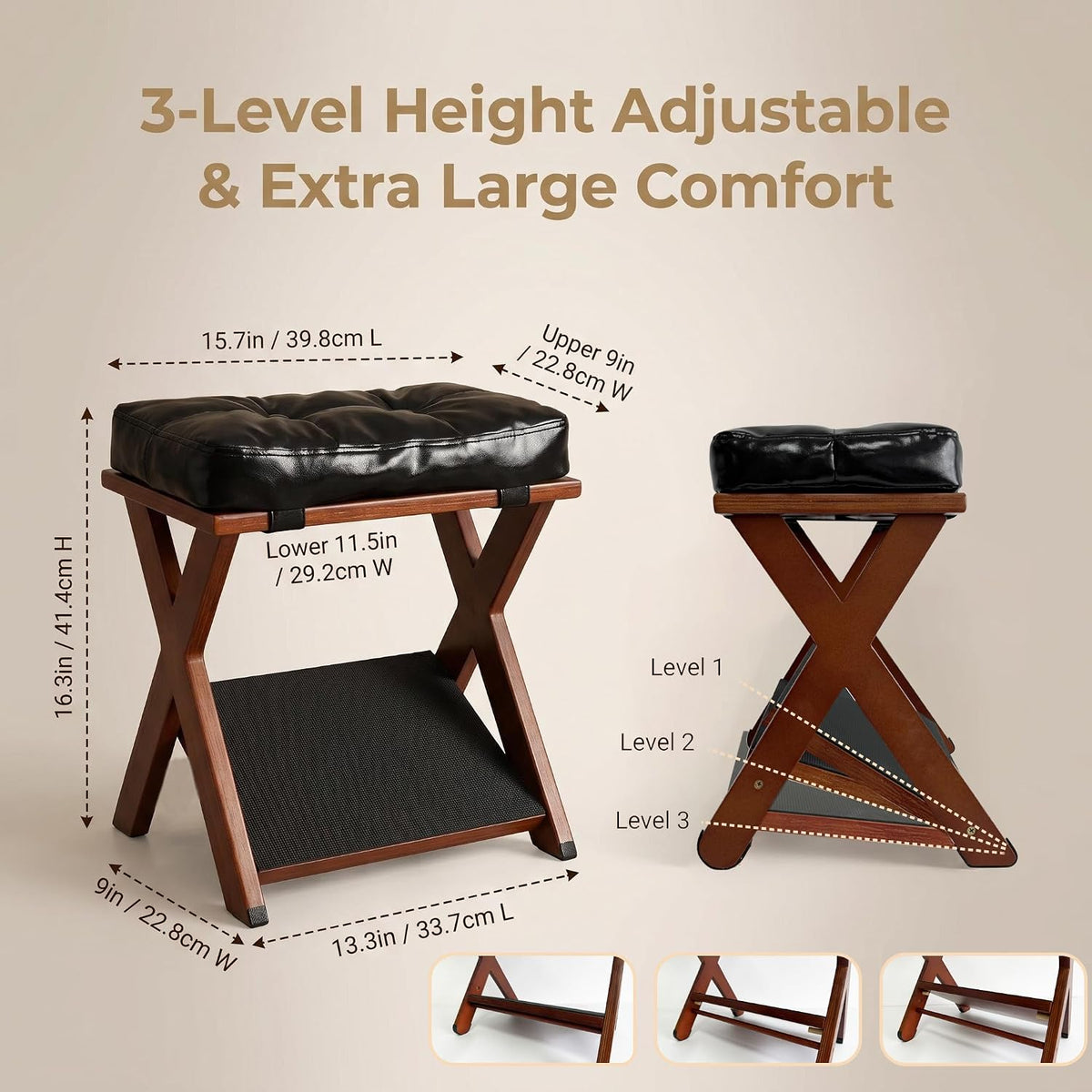 Foot Rest Under Desk at Work - Upgraded Taller Double Step Ergonomic Footrest Under Desk with 3 Height Options & Non-Slip Surface. Office Foot Stool for Home Office & Gaming, Leg Rest Posture Relief