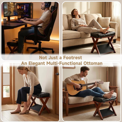 Foot Rest Under Desk at Work - Upgraded Taller Double Step Ergonomic Footrest Under Desk with 3 Height Options & Non-Slip Surface. Office Foot Stool for Home Office & Gaming, Leg Rest Posture Relief