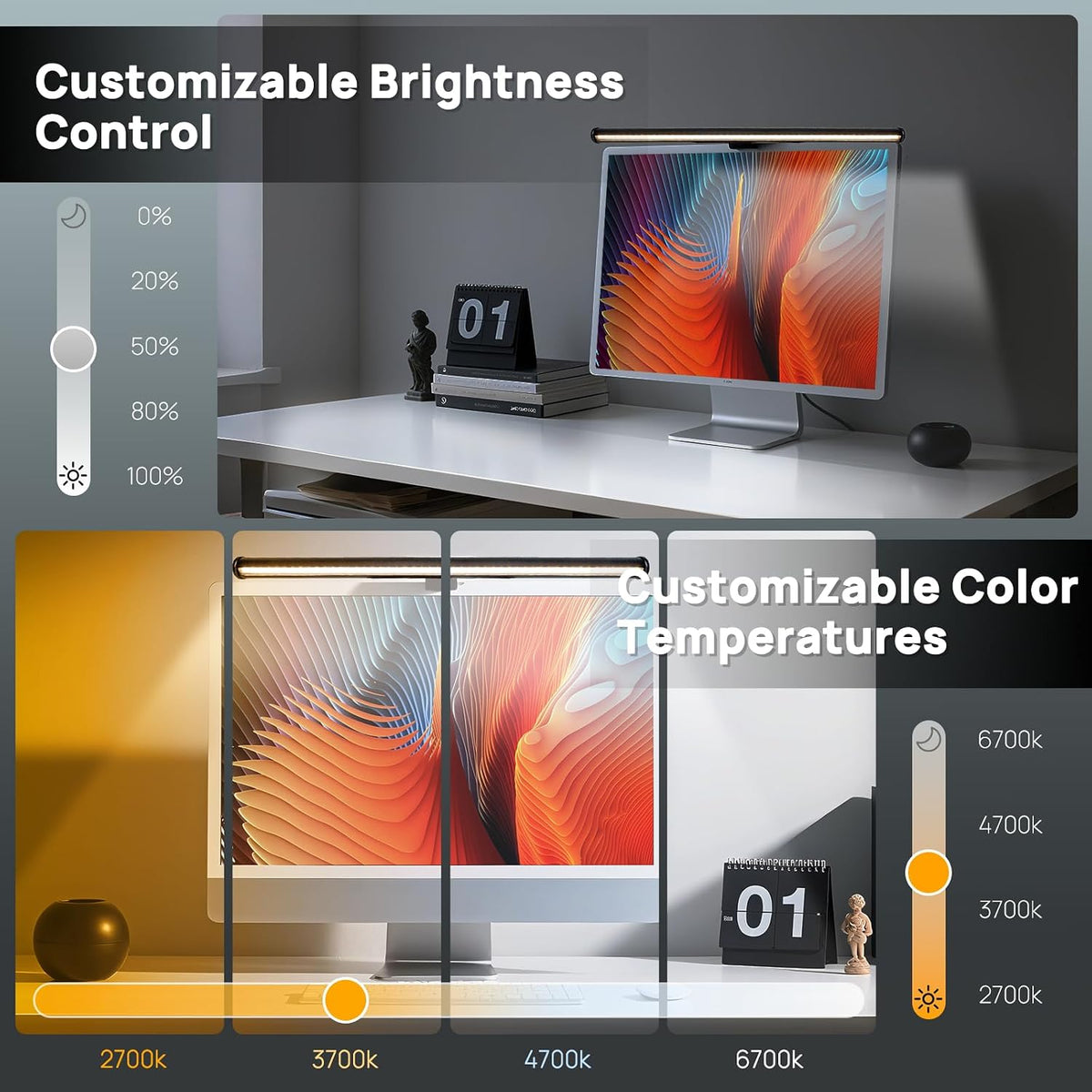 Monitor Light Bar, 17" Smart Screen Light with RGB Backlight & App Control