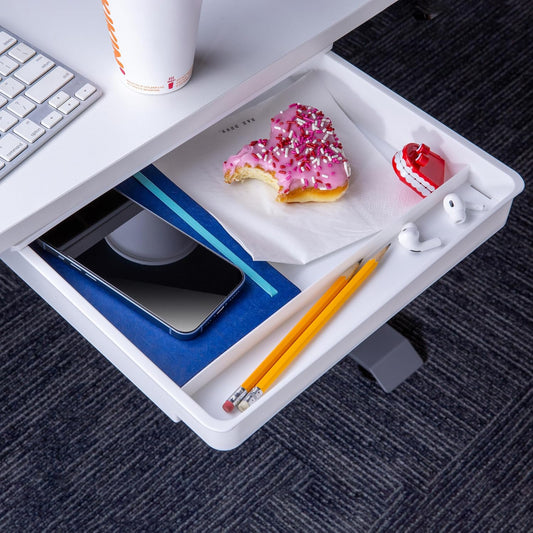 Large Self-Adhesive Under Desk Drawer, White, 12.5" x 10.75" x 1.875" (22556)