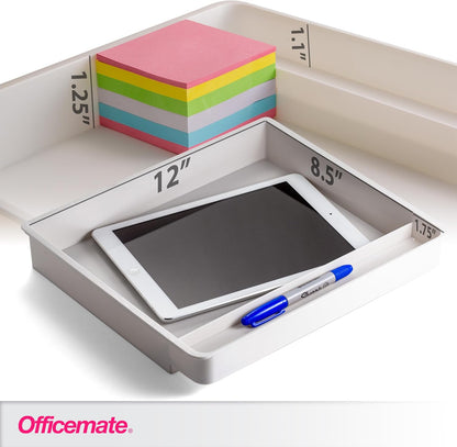 Large Self-Adhesive Under Desk Drawer, White, 12.5" x 10.75" x 1.875" (22556)