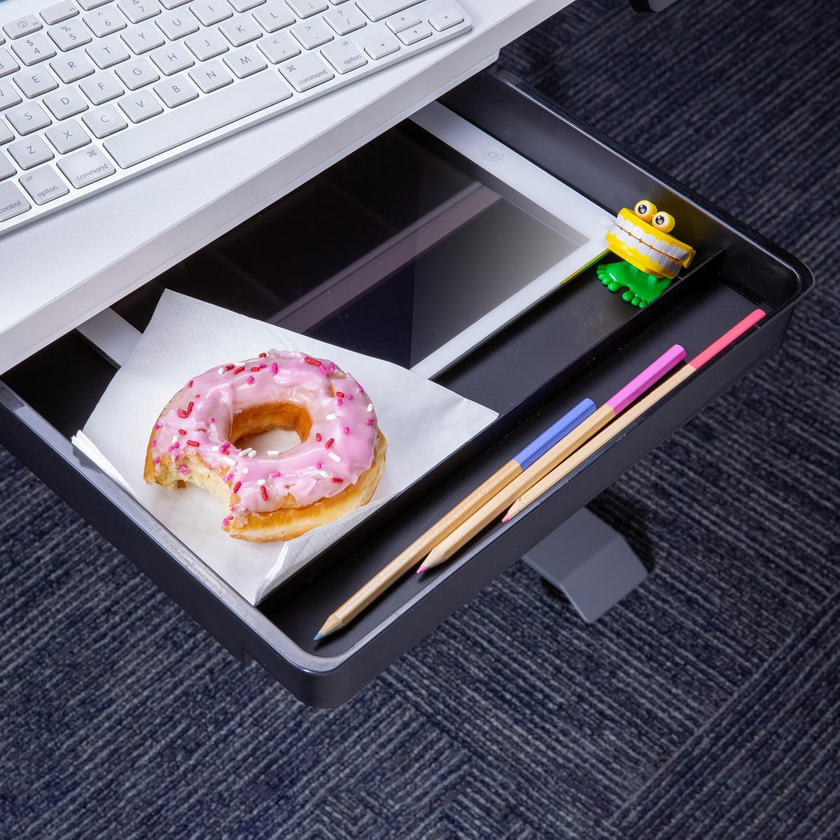 Large Self-Adhesive Under Desk Drawer, White, 12.5" x 10.75" x 1.875" (22556)