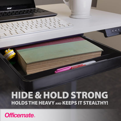 Large Self-Adhesive Under Desk Drawer, White, 12.5" x 10.75" x 1.875" (22556)