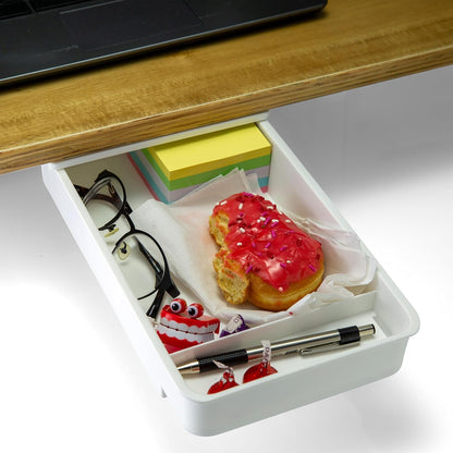 Large Self-Adhesive Under Desk Drawer, White, 12.5" x 10.75" x 1.875" (22556)