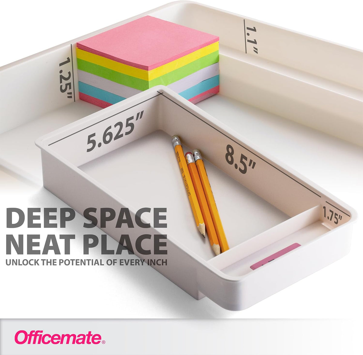 Large Self-Adhesive Under Desk Drawer, White, 12.5" x 10.75" x 1.875" (22556)